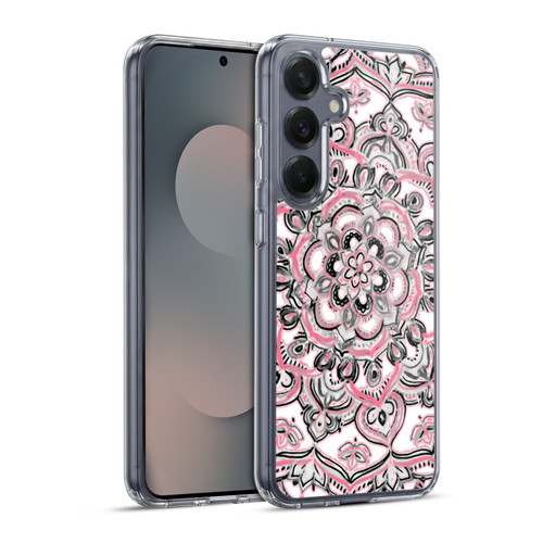 Micklyn Le Feuvre Floral Patterns Monochrome And Pink Soft Gel Case for Samsung Galaxy S25+ & MagSafe