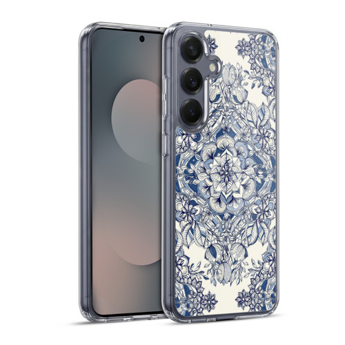 Micklyn Le Feuvre Floral Patterns Diamond Doodle In Navy Blue And Cream Soft Gel Case for Samsung Galaxy S25+ & MagSafe