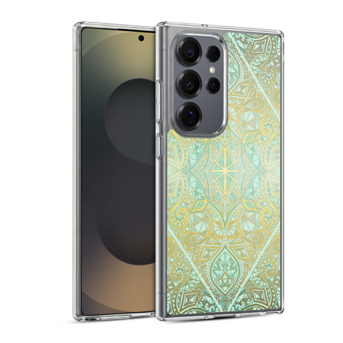 Micklyn Le Feuvre Floral Patterns Mint And Gold Soft Gel Case for Samsung Galaxy S25 Ultra & MagSafe