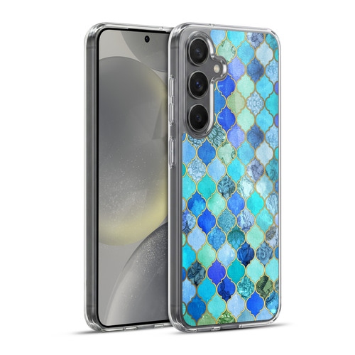 Micklyn Le Feuvre Moroccan Aqua and Gold Soft Gel Case for Samsung Galaxy S24+ 5G & MagSafe