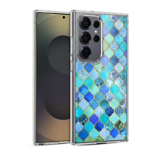 Micklyn Le Feuvre Moroccan Aqua and Gold Soft Gel Case for Samsung Galaxy S25 Ultra & MagSafe