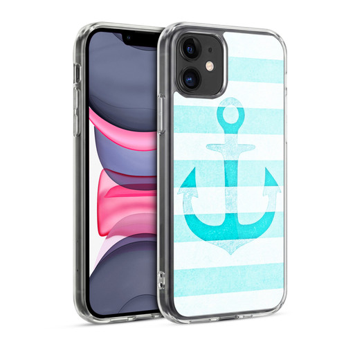 Monika Strigel Vintage Anchors Aqua Soft Gel Case for Apple iPhone 11