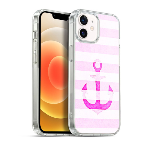 Monika Strigel Vintage Anchors Neon Pink Soft Gel Case for Apple iPhone 12 / iPhone 12 Pro & MagSafe