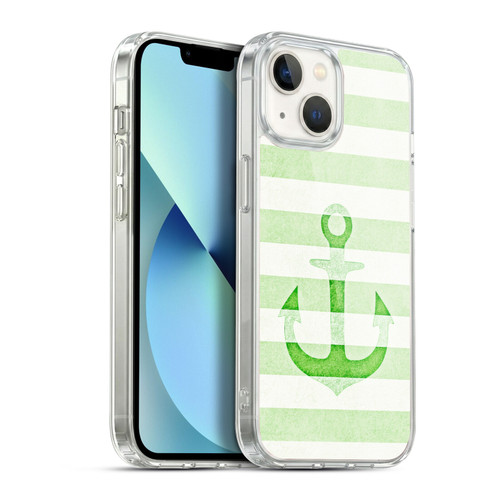 Monika Strigel Vintage Anchors Green Soft Gel Case for Apple iPhone 13