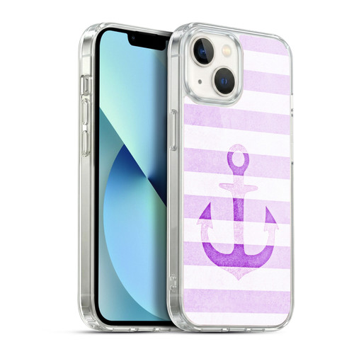 Monika Strigel Vintage Anchors Lavender Soft Gel Case for Apple iPhone 13