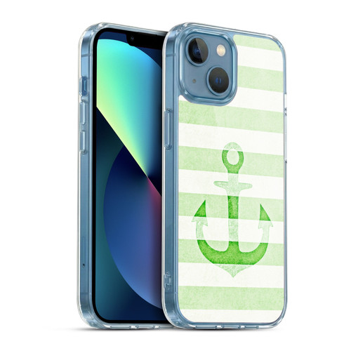 Monika Strigel Vintage Anchors Green Soft Gel Case for Apple iPhone 13 Mini & MagSafe