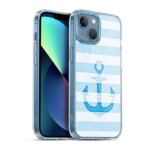 Monika Strigel Vintage Anchors Blue Soft Gel Case for Apple iPhone 13 Mini & MagSafe