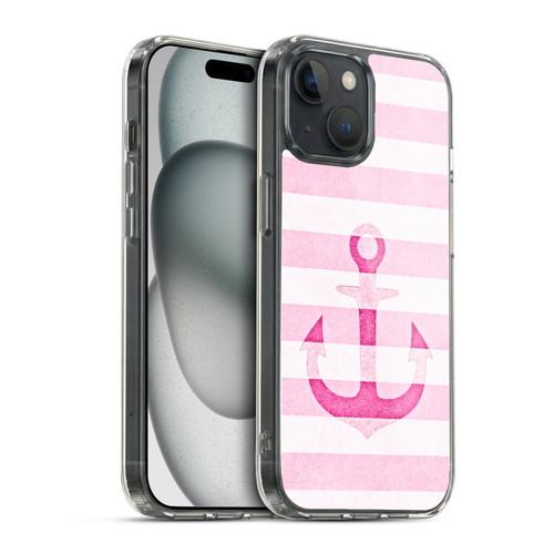 Monika Strigel Vintage Anchors Pink Soft Gel Case for Apple iPhone 15 & MagSafe