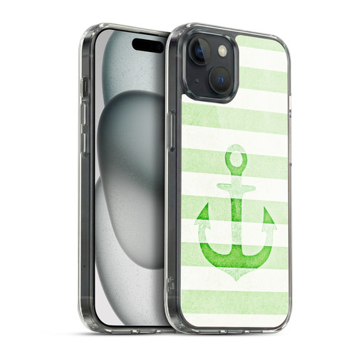Monika Strigel Vintage Anchors Green Soft Gel Case for Apple iPhone 15 Plus & MagSafe