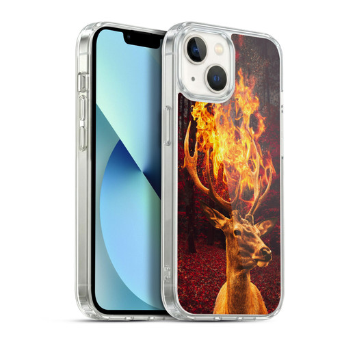 Dave Loblaw Animals Fire Deer Forest Soft Gel Case for Apple iPhone 13