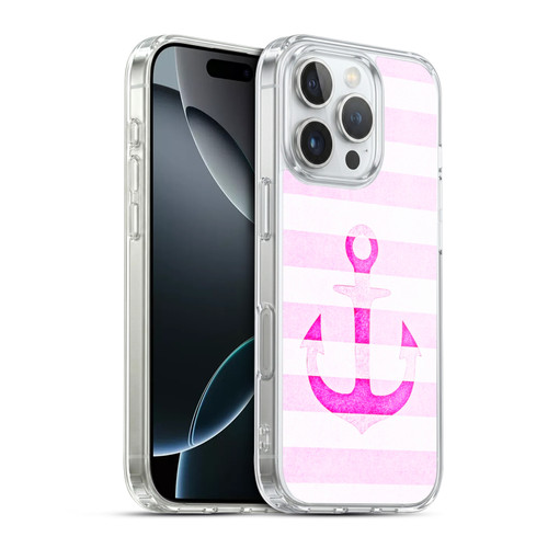 Monika Strigel Vintage Anchors Neon Pink Soft Gel Case for Apple iPhone 16 Pro & MagSafe