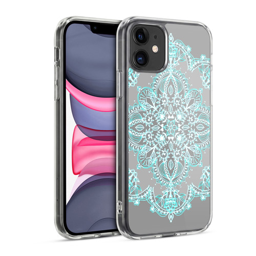 Micklyn Le Feuvre Mandala 3 Teal And Aqua Lace Soft Gel Case for Apple iPhone 11