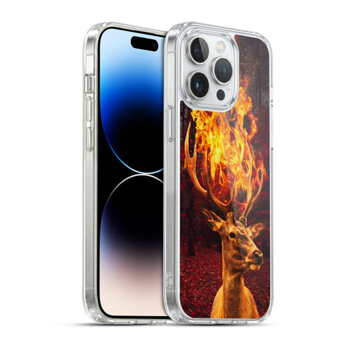 Dave Loblaw Animals Fire Deer Forest Soft Gel Case for Apple iPhone 14 Pro Max & MagSafe