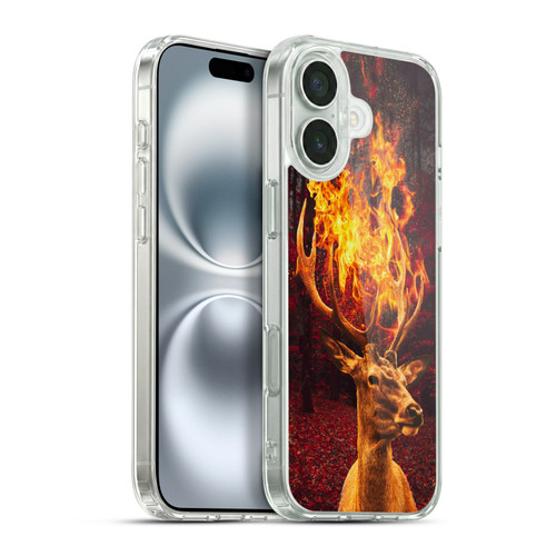 Dave Loblaw Animals Fire Deer Forest Soft Gel Case for Apple iPhone 16 Plus & MagSafe