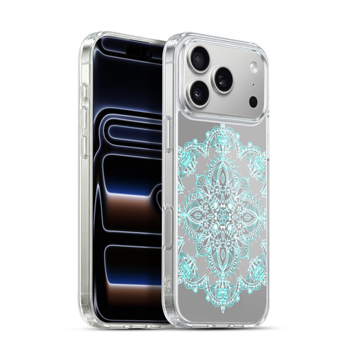 Micklyn Le Feuvre Mandala 3 Teal And Aqua Lace Soft Gel Case for Apple iPhone 17 Pro Max