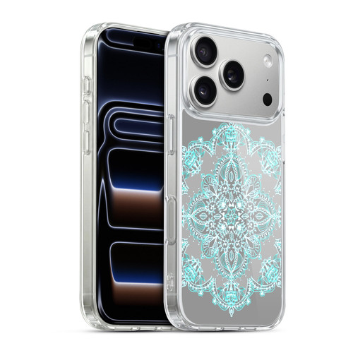 Micklyn Le Feuvre Mandala 3 Teal And Aqua Lace Soft Gel Case for Apple iPhone 17 Pro