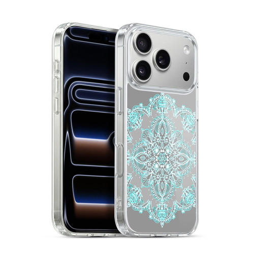 Micklyn Le Feuvre Mandala 3 Teal And Aqua Lace Soft Gel Case for Apple iPhone 17 Pro