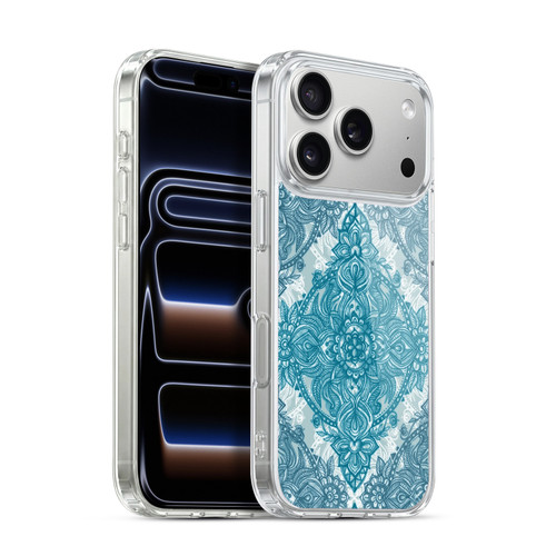 Micklyn Le Feuvre Mandala 3 Teal And White Lace Pencil Doodle Soft Gel Case for Apple iPhone 17 Pro