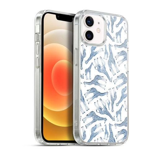 Micklyn Le Feuvre Wildlife Navy Giraffes On White Soft Gel Case for Apple iPhone 12 / iPhone 12 Pro & MagSafe