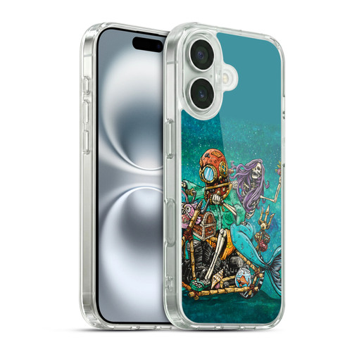 David Lozeau Colourful Art Mermaid And Driver Motorcycle Soft Gel Case for Apple iPhone 16 & MagSafe