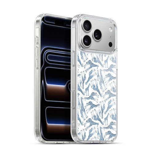 Micklyn Le Feuvre Wildlife Navy Giraffes On White Soft Gel Case for Apple iPhone 17 Pro Max