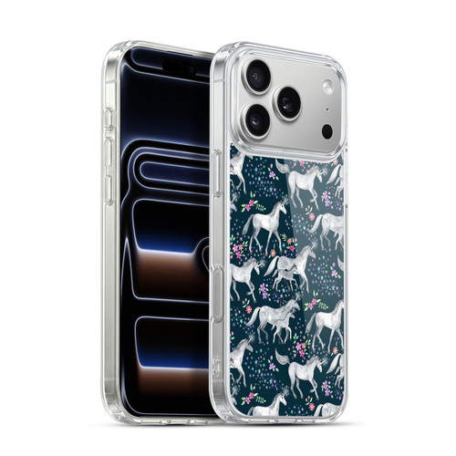 Micklyn Le Feuvre Wildlife Stars And Unicorns On Dark Teal Soft Gel Case for Apple iPhone 17 Pro Max