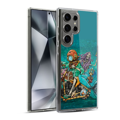 David Lozeau Colourful Art Mermaid And Driver Motorcycle Soft Gel Case for Samsung Galaxy S24 Ultra 5G & MagSafe