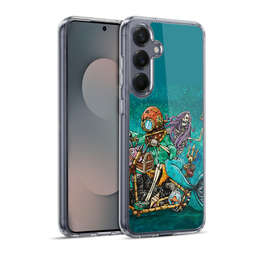 David Lozeau Colourful Art Mermaid And Driver Motorcycle Soft Gel Case for Samsung Galaxy S25+ & MagSafe