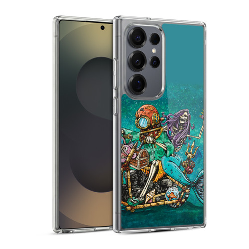 David Lozeau Colourful Art Mermaid And Driver Motorcycle Soft Gel Case for Samsung Galaxy S25 Ultra & MagSafe