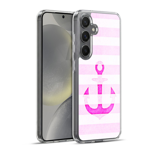 Monika Strigel Vintage Anchors Neon Pink Soft Gel Case for Samsung Galaxy S24+ 5G & MagSafe