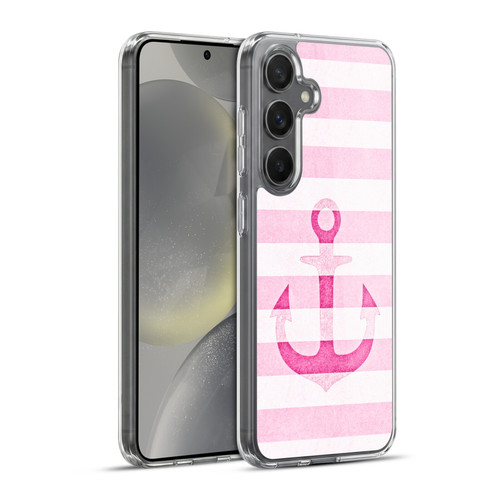 Monika Strigel Vintage Anchors Pink Soft Gel Case for Samsung Galaxy S24+ 5G & MagSafe