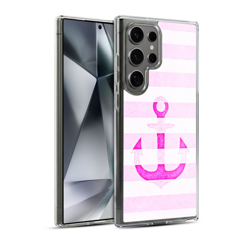 Monika Strigel Vintage Anchors Neon Pink Soft Gel Case for Samsung Galaxy S24 Ultra 5G & MagSafe