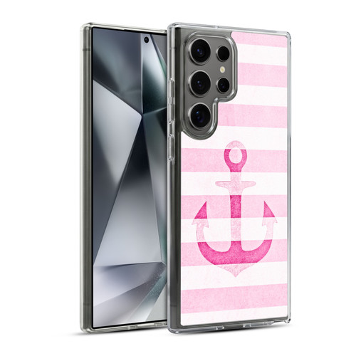 Monika Strigel Vintage Anchors Pink Soft Gel Case for Samsung Galaxy S24 Ultra 5G & MagSafe
