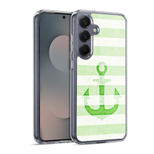Monika Strigel Vintage Anchors Green Soft Gel Case for Samsung Galaxy S25 & MagSafe