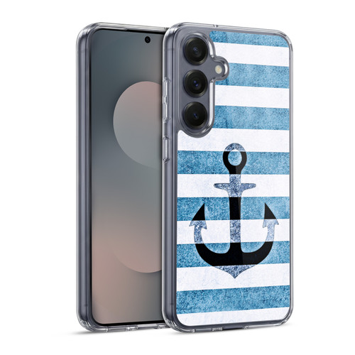 Monika Strigel Vintage Anchors Indigo Soft Gel Case for Samsung Galaxy S25 & MagSafe
