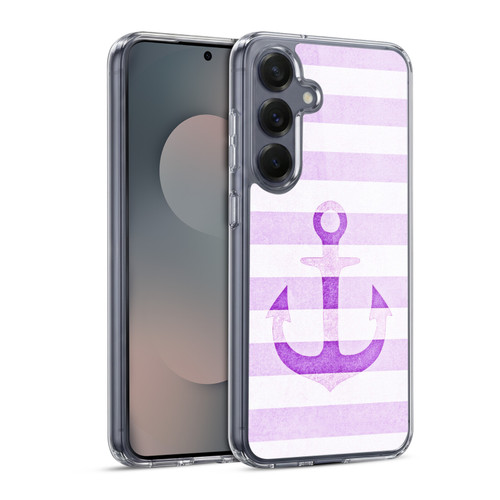 Monika Strigel Vintage Anchors Lavender Soft Gel Case for Samsung Galaxy S25 & MagSafe