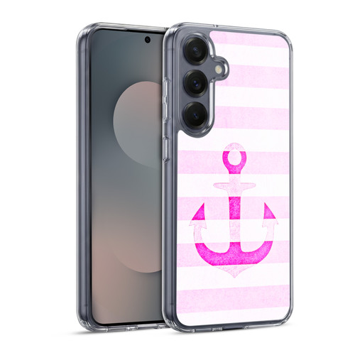 Monika Strigel Vintage Anchors Neon Pink Soft Gel Case for Samsung Galaxy S25 & MagSafe