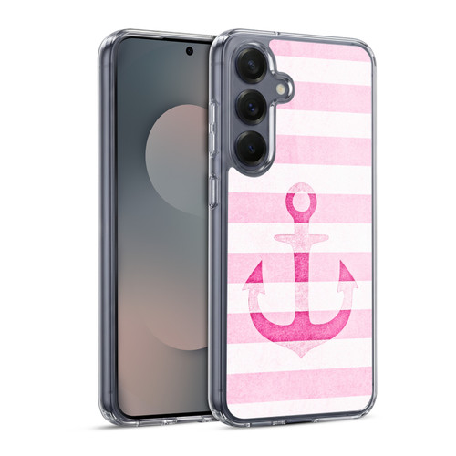 Monika Strigel Vintage Anchors Pink Soft Gel Case for Samsung Galaxy S25 & MagSafe