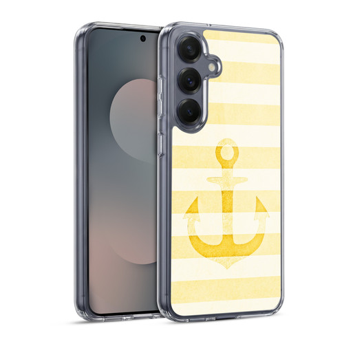 Monika Strigel Vintage Anchors Yellow Soft Gel Case for Samsung Galaxy S25 & MagSafe