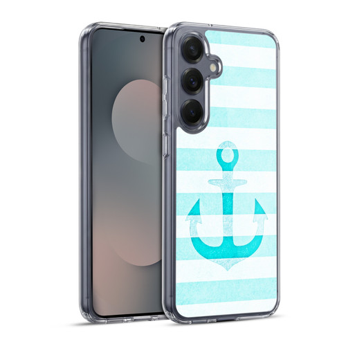 Monika Strigel Vintage Anchors Aqua Soft Gel Case for Samsung Galaxy S25+ & MagSafe