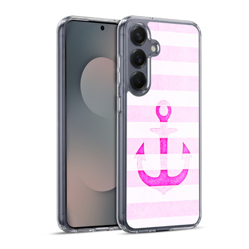 Monika Strigel Vintage Anchors Neon Pink Soft Gel Case for Samsung Galaxy S25+ & MagSafe