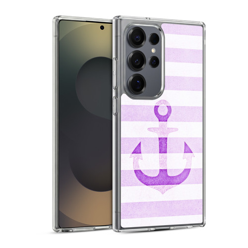 Monika Strigel Vintage Anchors Lavender Soft Gel Case for Samsung Galaxy S25 Ultra & MagSafe