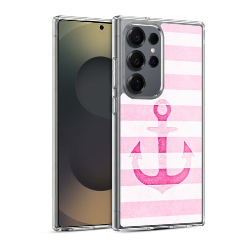 Monika Strigel Vintage Anchors Pink Soft Gel Case for Samsung Galaxy S25 Ultra & MagSafe