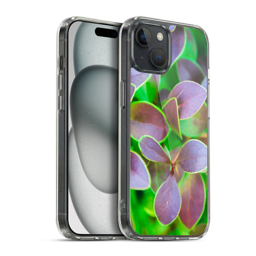 PLdesign Flowers And Leaves Green And Purple Soft Gel Case for Apple iPhone 15 Plus & MagSafe