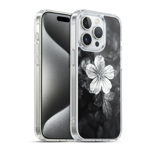 PLdesign Flowers And Leaves Black And White Petal Soft Gel Case for Apple iPhone 15 Pro & MagSafe