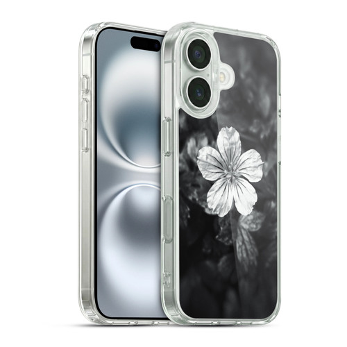 PLdesign Flowers And Leaves Black And White Petal Soft Gel Case for Apple iPhone 16 & MagSafe