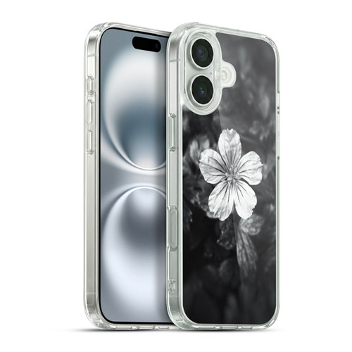 PLdesign Flowers And Leaves Black And White Petal Soft Gel Case for Apple iPhone 16 Plus & MagSafe