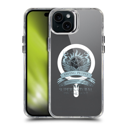 Supernatural Character Art Saving People Logo SHOCKPROOF BUMPER CASE COMPATIBLE WITH Apple iPhone 15 Plus & MAGSAFE