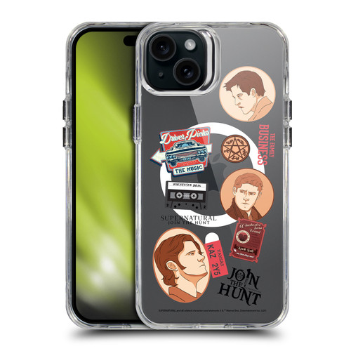 Supernatural Character Art Sam, Dean & Castiel SHOCKPROOF BUMPER CASE COMPATIBLE WITH Apple iPhone 15 Plus & MAGSAFE