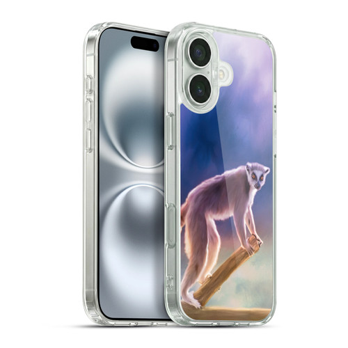Simone Gatterwe Assorted Designs Ring-Tailed Lemur Soft Gel Case for Apple iPhone 16 Plus & MagSafe